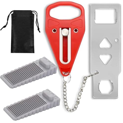 YouthLoxus 3Pcs Portable Door Lock Set, Hotel Door Lock Travel Safety with 2 Door Stoppers, Enhanced Security for Home, Hotel and Travel Use (with Storage Bag)