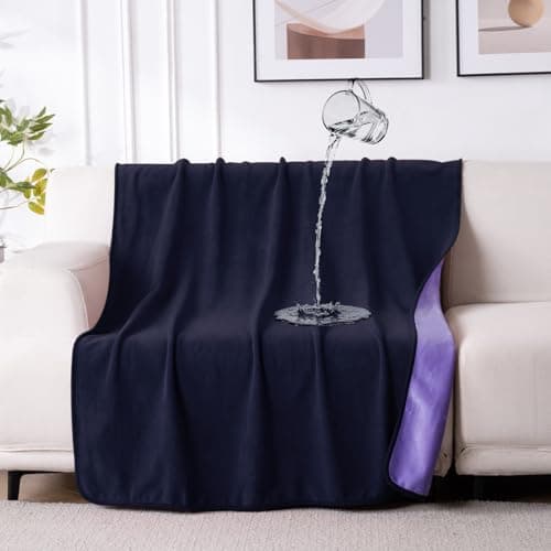 QIYI Waterproof Blanket for Bed Couch Sofa, 102x153cm, Dk Purple/Lt Purple