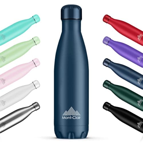 Mont-Clair l'O Stainless Steel Water Bottle, Vacuum Insulated - BPA Free, 12h Hot & 24h Cold Drinks, Metal Water Bottle 750ML Leakproof, Ideal for Adult, Kids, Running - Dark Blue