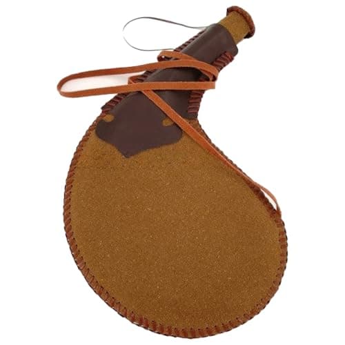 Waterskin with Lid Retro Water Drop Shaped Faux Leather Canteen, 12 Inch