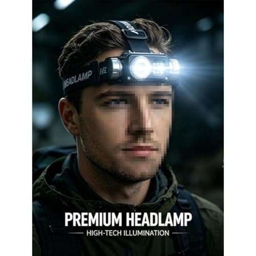 Hoppipola Rechargeable COB LED Headlamp with Dual Light Sources, 7 Light Modes, 90° Adjustable, IPX4 Waterproof, USB-C Quick Charge for Camping and Hiking
