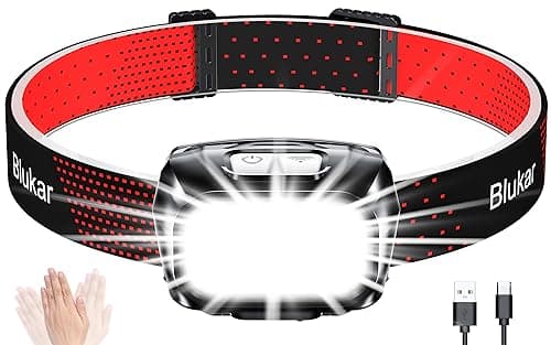 Blukar Head Torch Rechargeable, 2000L Super Bright Headlamp-8 Light Modes