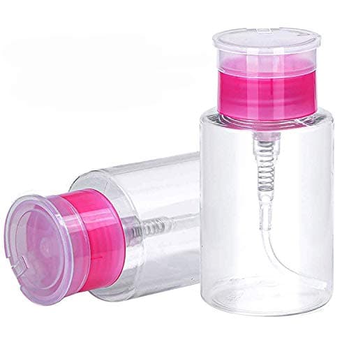 Nail Polish Remover Pump Bottle Dispenser 180 ML Push Down Cleanser Bottle Travel Empty Liquid Container for Nail Varnish Remover & Makeup Remover Nail Art Tool(2 Pack)