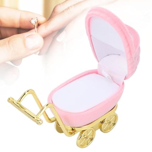 Majatou Portable Jewelry Ring Box, Baby Carriage Decor (Roseate)