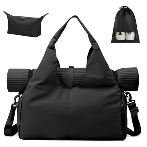 Aucuu Yoga Mat Bag, Sport Gym Bag Womens, Lightweight Yoga Bag with Yoga Strap, Large Gym Bag, Waterproof Yoga Bag with Shoes Compartment and Wet Pocket (Yoga Mat Not Included)