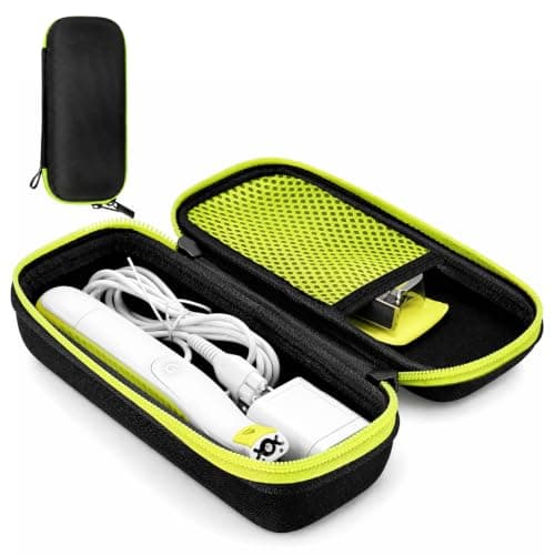 Merzio Compatible with Philips One Blade Case, Hard Travel Case for Mens Electric Shaver, Waterproof Storage Case for OneBlade Pro 360 & Braun Series 9, Black