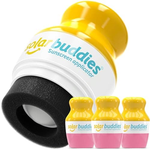 Triple Pink Pack Of Solar Buddies Refillable Roll On Sponge Applicator For Kids, Adults, Families, Travel Size Holds 100ml Travel Friendly for Sunscreen, Suncream and Lotions