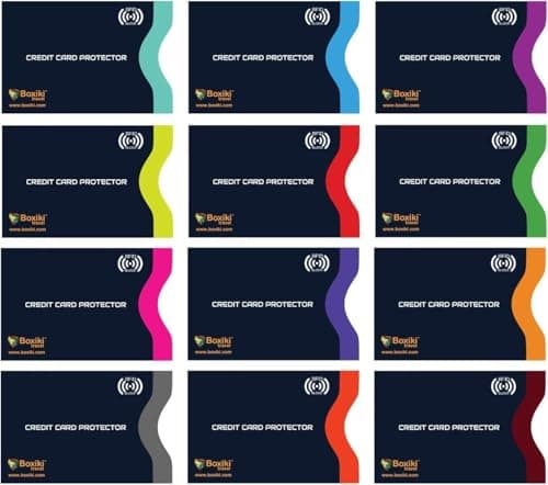 RFID Blocking Sleeves 12 Pack - Colour Coded Credit Card Protector Sleeves for Identity Theft Prevention, Military-Grade RFID Card Holder Set, Slim Waterproof Credit Card Sleeves for Wallet