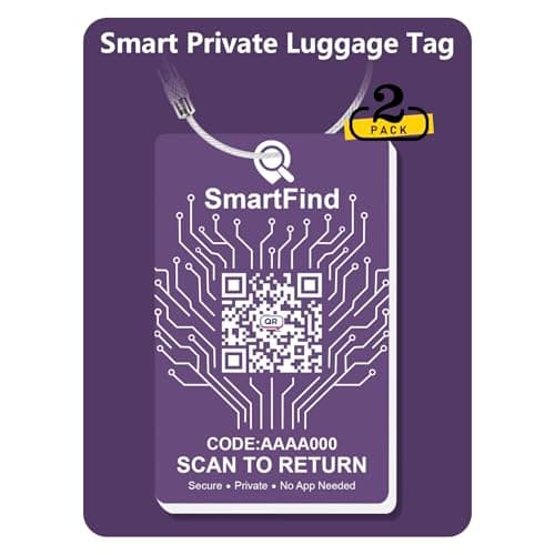 Smart Luggage Tags for Suitcases, QR Code Travel Tags with Privacy Protection & Optional GPS Sharing, No App Needed, Durable Tags for Cruises, Flights & Travel (2, Purple)