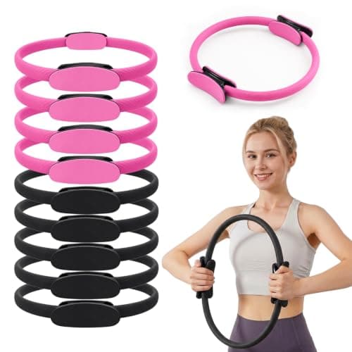NYVEER 10 Pack Pilates Ring Set, 15" Pilates Fitness Circle for Women, Travel Office & Home Pilates Workout Equipment for Upper Body Core Glutes Inner Thigh, Pilates Essentials for Studio Equipment.