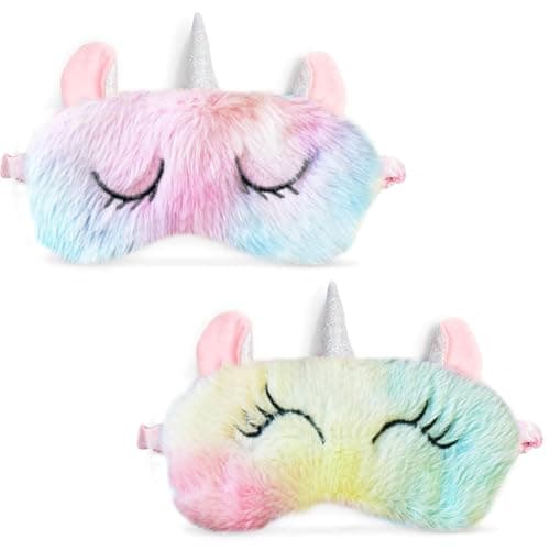 2PCS Kids Eye Masks for Sleeping, Plush Kids Sleep Mask