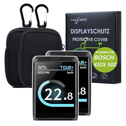 i-LEFANTE Pack of 2 for Bosch Kiox 500 (BHU3700) Display Protective Case with Neoprene Case, E-Bike Screen Protector, Transparent and Waterproof, Shock and Scratch Protection (Set of 2 with Neoprene