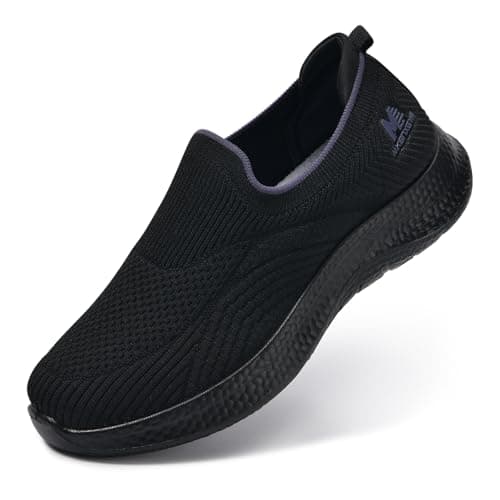 Women's Slip-On Walking Shoes Mesh Breathable Lightweight Casual Sneakers for Daily Gym Running Training Shoes (Black, Adult, Women, 5.5, Numeric, UK Footwear Size System, Medium)