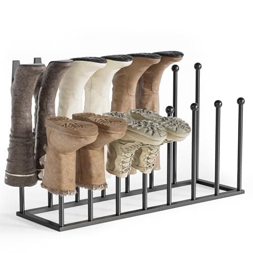 pickpiff Free Standing Shoe Rack - Black Metal Shoe Storage, Shoe Racks Storage for Dorm Room, Closet, Entryway, Bedroom, Patio Outdoor, Hallway, Organiser Storage Fit for 8 Pairs Boot