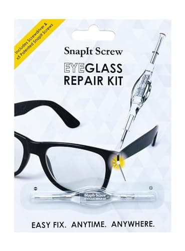 SnapIt Glasses Repair Kit, Eyeglass Repair Kit with Screws 5 Sizes, Screw Replacement Kit & Double-Ended Mini Screwdriver, Portable, Pocket & Bag Friendly, Travel Friendly (Clear)
