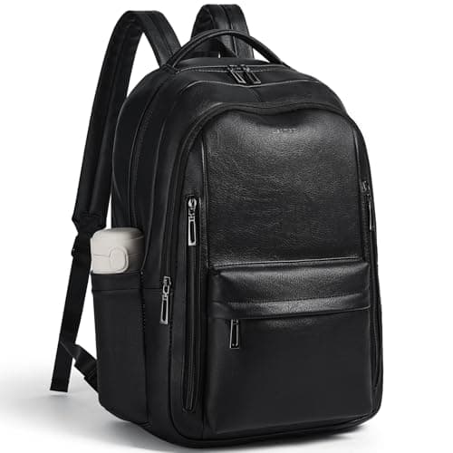 LATMAP 30L Backpack Purse for Women 45x35x19cm,Vegan Leather Backpack Ladies Laptop College Daypack Work Handbag Travel fits 15.6" Laptop,Black