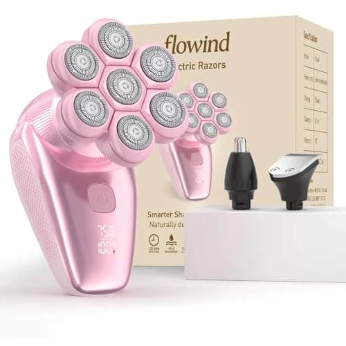Flowind 3-in-1 Electric Razor for Women, Painless Bikini Trimmer & Body Shaver, IPX7 Waterproof Wet/Dry, 120-Min Type-C Rechargeable, Gentle & Smooth Pink Shaver, Ideal Holiday Gift for Her