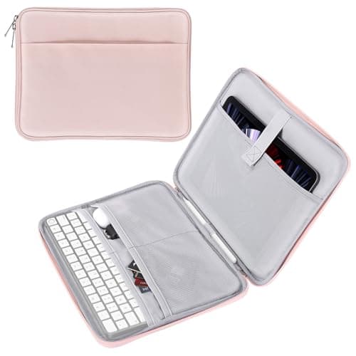MoKo 9-11 Inch Tablet Sleeve, Protective Carrying Bag with Two Compartments Fits 11 inch iPad A16 2025, iPad Air M3, Air/Pro 11 2024, iPad10/9/8/7th, Galaxy Tab A9+ Plus 11"/S9 FE, Tab M11 11", Pink