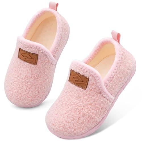 JIASUQI Toddler Slippers Boys Girls Slip on House Shoes Lightweight Baby Sock Shoes Outdoor Kid Walking Shoes(Pink 125,UK Size 3.5-4)