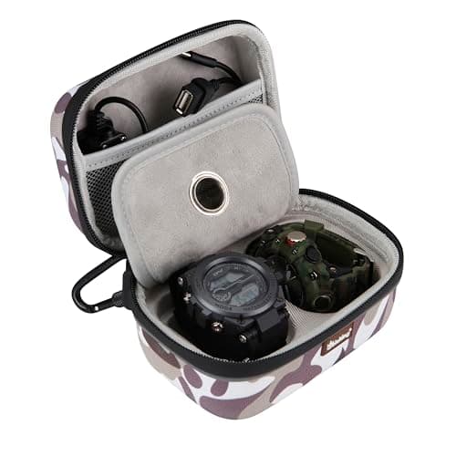 Tactical Watch Box, Travel Watch Case with USB Charger and Carabiner for Watch,TWS earbuds, Sport/GPS Watch
