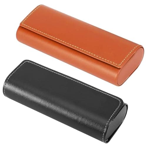 Mornavith Glasses Case Hard Shell, 2Pcs Portable Durable PU Hardshell Spectacle Cases for Men Women Unisex Sunglasses (Maroon + Black)
