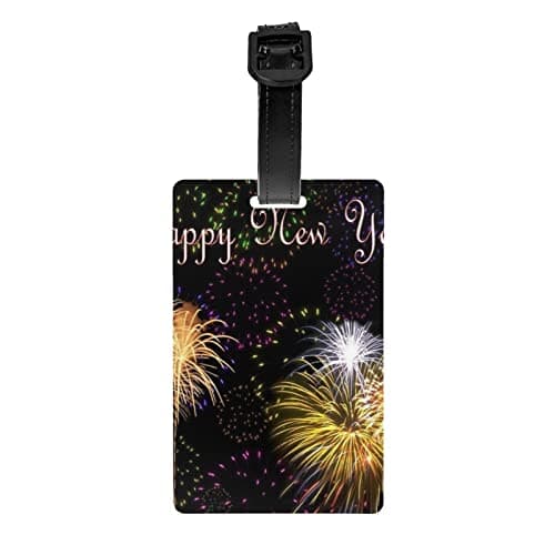 Luggage Tag Identifier Happy New Year Travel Home Luggage Tags for Backpacks,= Travel Bags, Women, Men, Kids School Bags