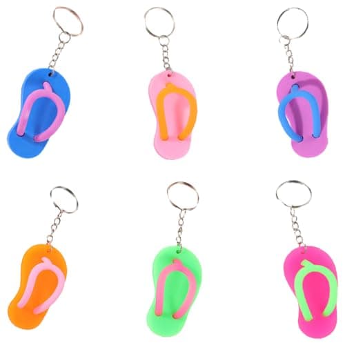 6pcs Mini Slippers Keychain Cute Colorful Sandal Keyring for Travel