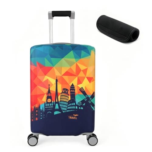 Sueving Luggage Covers for Suitcases, 26-28 Inches Elastic Large Suitcase Cover with Luggage Handle Wrap, Travel Luggage Cover for Business Trips, Holidays (Pattern 3, L)