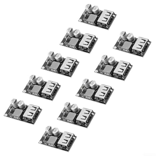 Vasiumic 10 Packs USB Step-Down Converter DC-DC 6V-32V to 5V/3-12V Quick Charge Board with LED Indicator DIY Car Solar Phone Charging Projects