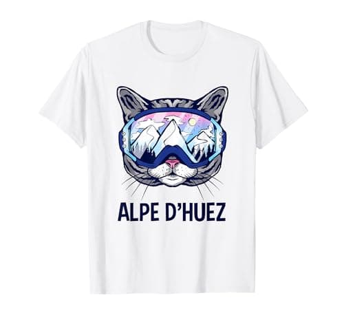 Alpe d'Huez Alps Mountain Panorama Ski Goggles Cats T-Shirt