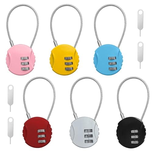 6 Pack Combination Padlock,Small Shed Locks,3-Digit Padlocks with Code