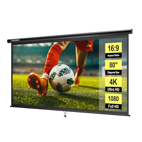 VIVOHOME 80Inch Projector Screen Pull Down Movie Screen with Auto Locking