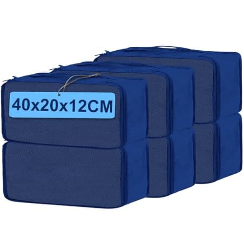 Slim Packing Cubes 6 PCS, 40x20x12CM Same Size Suitcase Organiser Bags, Mesh Packing Cubes for Suitcases Slim Set Only (Navy, 6 x Slim)