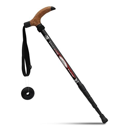KRY T Aluminum Alloy Retractable Trekking Pole Telescopic Adjustable Anti-Static Hiking Pole Black