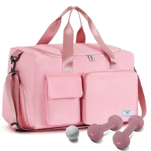 FIORETTO Gym Bag Womens, Sports Bag with Shoe Compartment, Light Pink