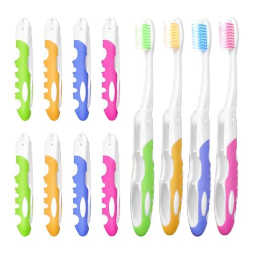 EasyHonor Travel Toothbrush Bulk, Folding Toothbrush with Medium Soft bristles, for Hiking, Camping, Traveling, School, and Home Supplies. (12 Pcs)