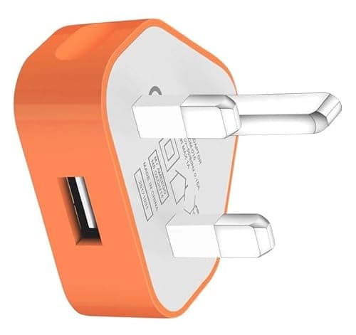 AMO® Charger Plug, UK 3 Pin Plug Charger, Adapter Compatible with Samsung Galaxy Compatible with iOSiPhone iOSiPad Sony Tab HTC Windows Phone Tablet Laptop and Many more (Orange)