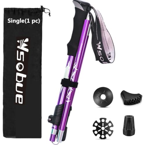 Trekking Pole, Collapsible Walking Hiking Stick for Men Women, Ultralight Aluminum Ski Pole with EVA Grip