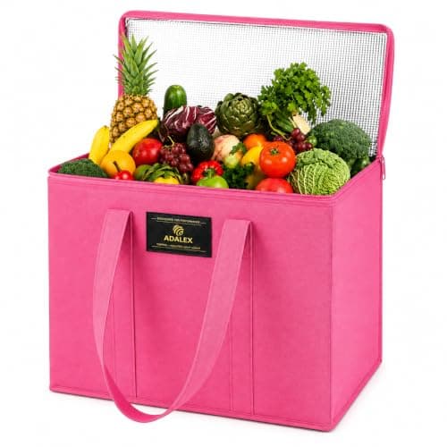 Adalex Global 16L Cool Bag Cooler Bag and Cooler Box, Insulated Food Delivery for Uber Eats, Thermal for Hot and Frozen Food, Picnic and Grocery Delivery, Freezer Shopping (30x18x30cm 16l Pink, L)