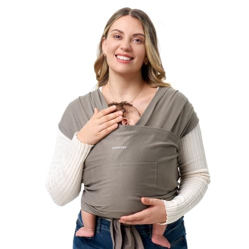 Momcozy Baby Wrap Carrier for 3.6-15kg, Adjustable Sling for Newborn, Brown