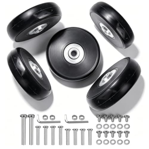 HKATOPS Luggage Replacement Wheels Set, 4 Pack Rubber Caster Wheels with Bearings & Axles for Suitcase Trolley Repair (50mm*18mm)
