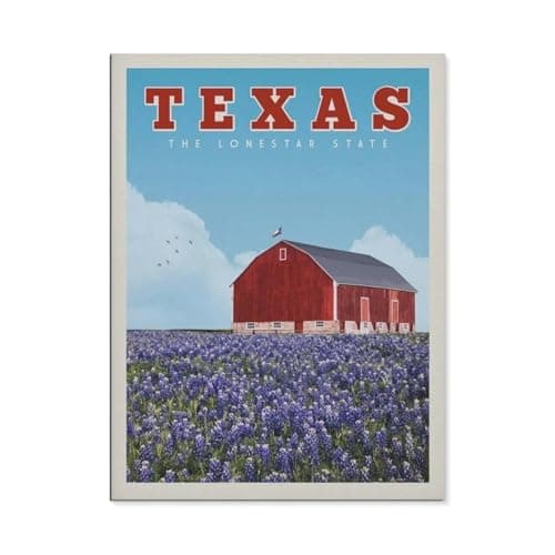 Jigsaw Puzzles 1000 Pieces,Texas Lavender Vintage Travel Poster,Wood Children Games Educational Toys(75x50cm)-BK80