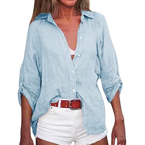 2026 New Womens T Shirt Flexible Sports Wear V Neck Long Sleeve Soft Fabric Soft Handle Spring Summer Solid for Beach Holiday City Break Everyday Styling Light Blue 3XL