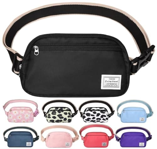 DMLuna Small Crossbody Bags for Women Trendy, Lightweight Waist Pack for Women & Men, Mini Belt Bag, Waist Bag with Adjustable Strap for Running Workout Traveling, Black