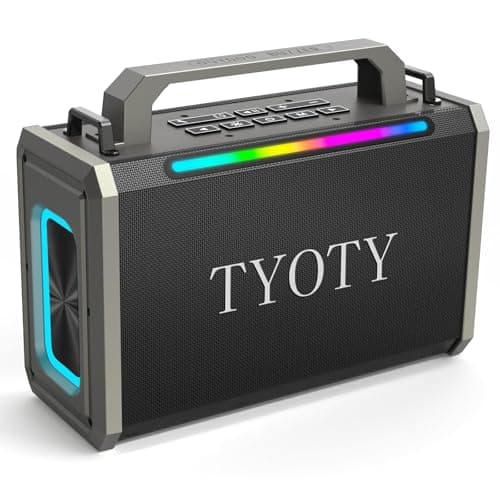 TYOTY Portable Bluetooth Speaker 80W Loud Wireless Outdoor Stereo Sound Deep Bass IPX5 Waterproof Big Powerful Large Party Speakers with Colorful LED Lights, USB for Home Travel Camping (Black)