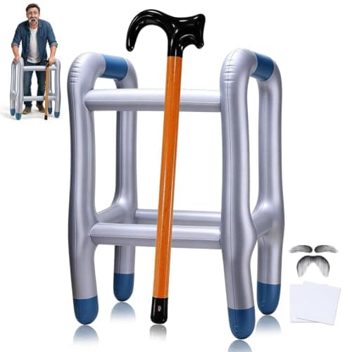 Inflatable Zimmer Frame & Walking Stick Set - Funny Blow Up Walking Frame