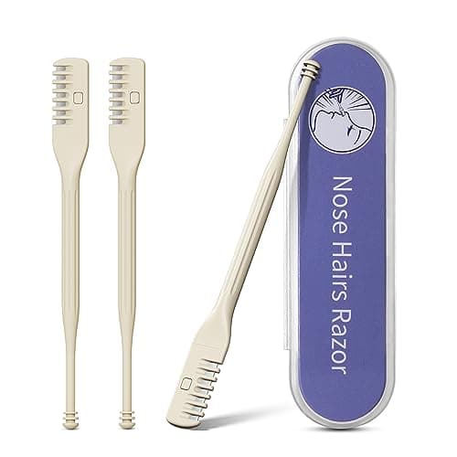 BEZOX Manual Nose Hair Trimmer (Pack of 3) - Rotating Nasal Hair Razor Cutter with Ear Picker for Women and Men - Portable Nostril Hair Remover Tools