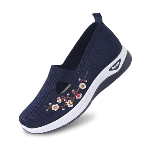 Orthopaedic Shoes Women's Barefoot Shoes Women's Wide H Lightweight Walking Shoes Mesh Breathable Summer Shoes Slip On Trainers Sports Shoes Outdoor Comfortable Trainers, blue, 8.5 UK
