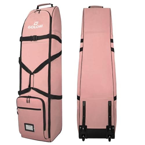 Heavy Duty Oxford Wear-Resistant Soft-Sided Golf Club Flight Bag with Wheels,Pink