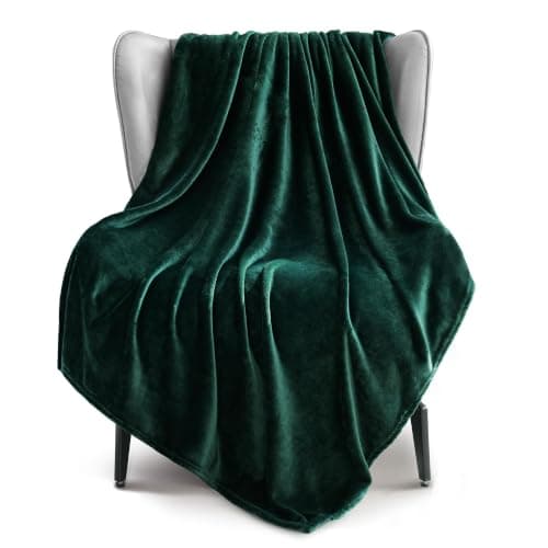 Exclusivo Mezcla Soft Large Fleece Throw Blanket for Sofa, Forest Green